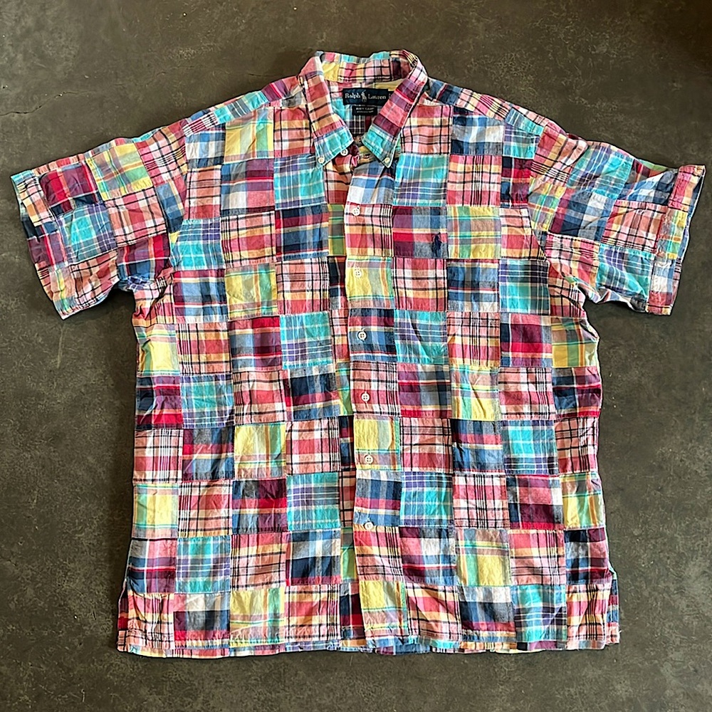 Ralph Lauren Andy Camp Madras Short Sleeve Button Down Shirt